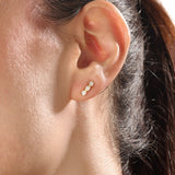 14k Gold Trio Half Bezel Vermeil Earrings