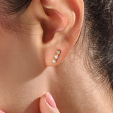 14k Gold Trio Half Bezel Vermeil Earrings