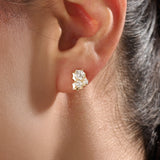 14k Gold Unique Trio Stud Vermeil Earrings