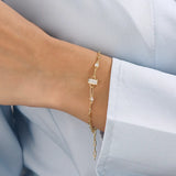 14k Gold Baguette Lab Diamond Vermeil Bracelet