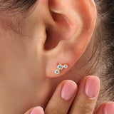 14k Gold Bezel Trio Vermeil Earrings