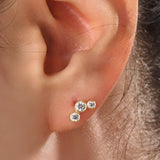 14k Gold Bezel Trio Vermeil Earrings