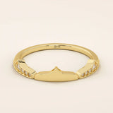 Distinctive 14k solid gold stacking ring with a unique design. A versatile piece perfect for mixing and matching in any ring stack.