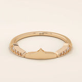 Distinctive 14k solid gold stacking ring with a unique design. A versatile piece perfect for mixing and matching in any ring stack.