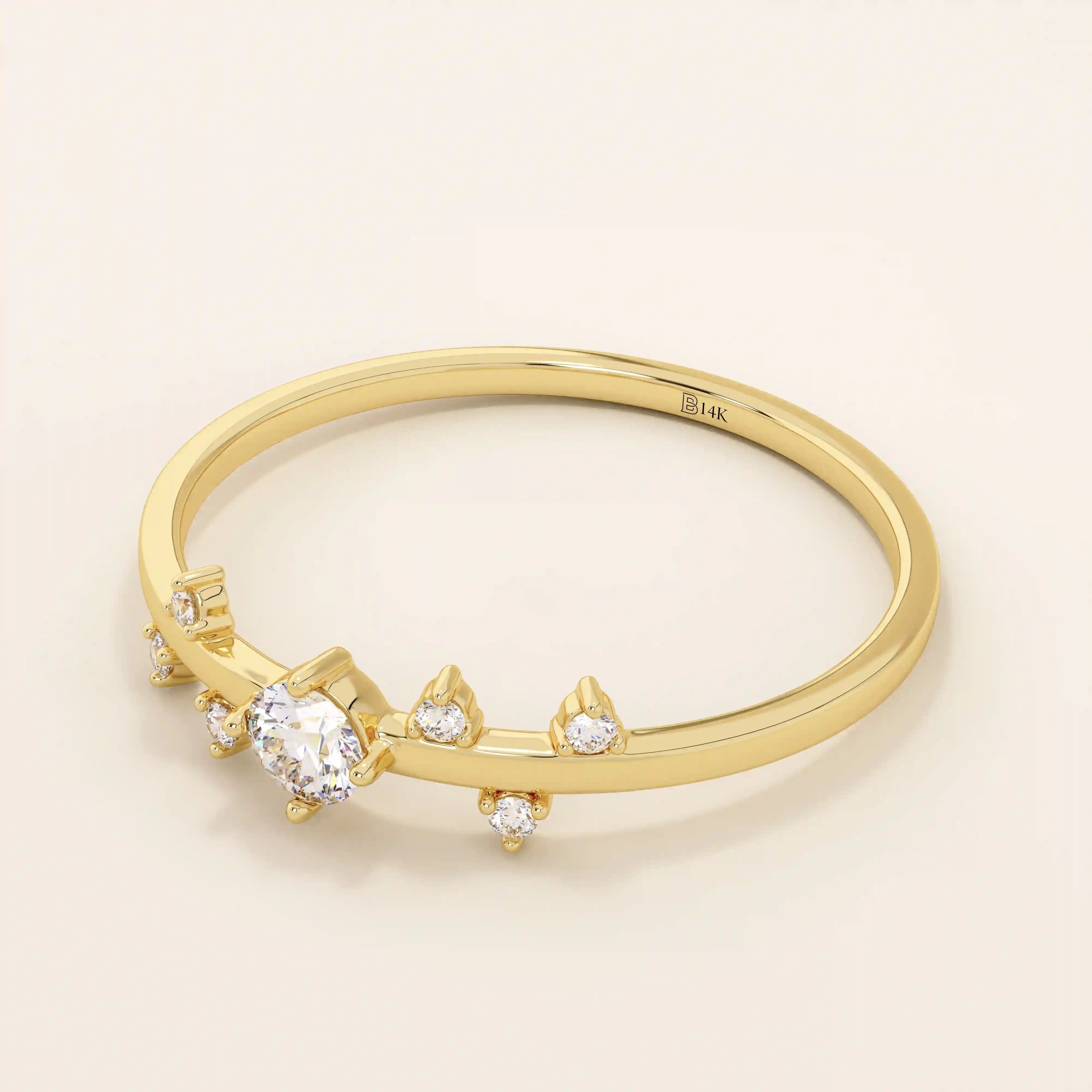 Minimalist 14k solid gold solo promise ring for women, featuring a sleek and timeless design perfect for daily wear or special occasions.