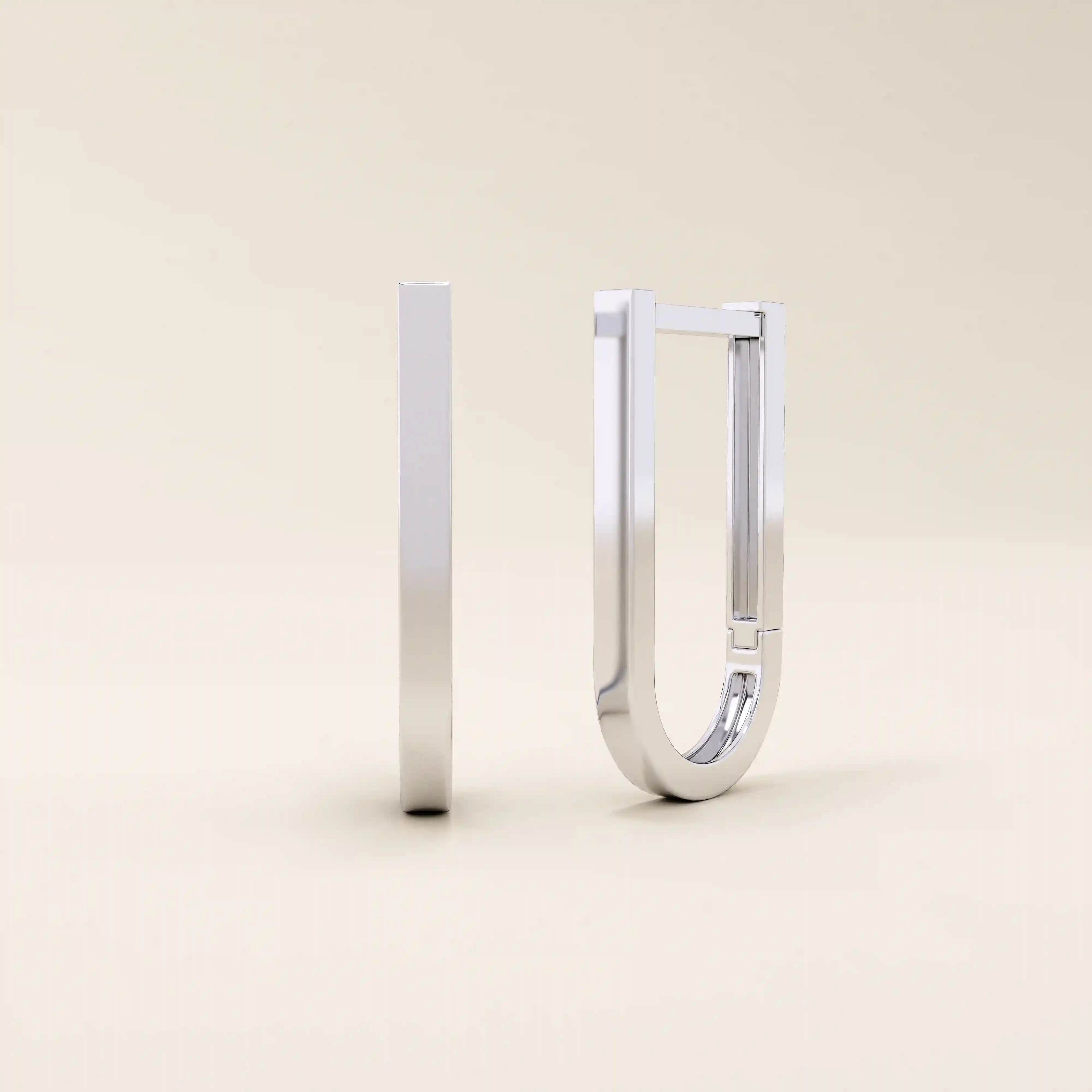 Modern U-shape hoop earrings in 14k white gold with a clean geometric silhouette.