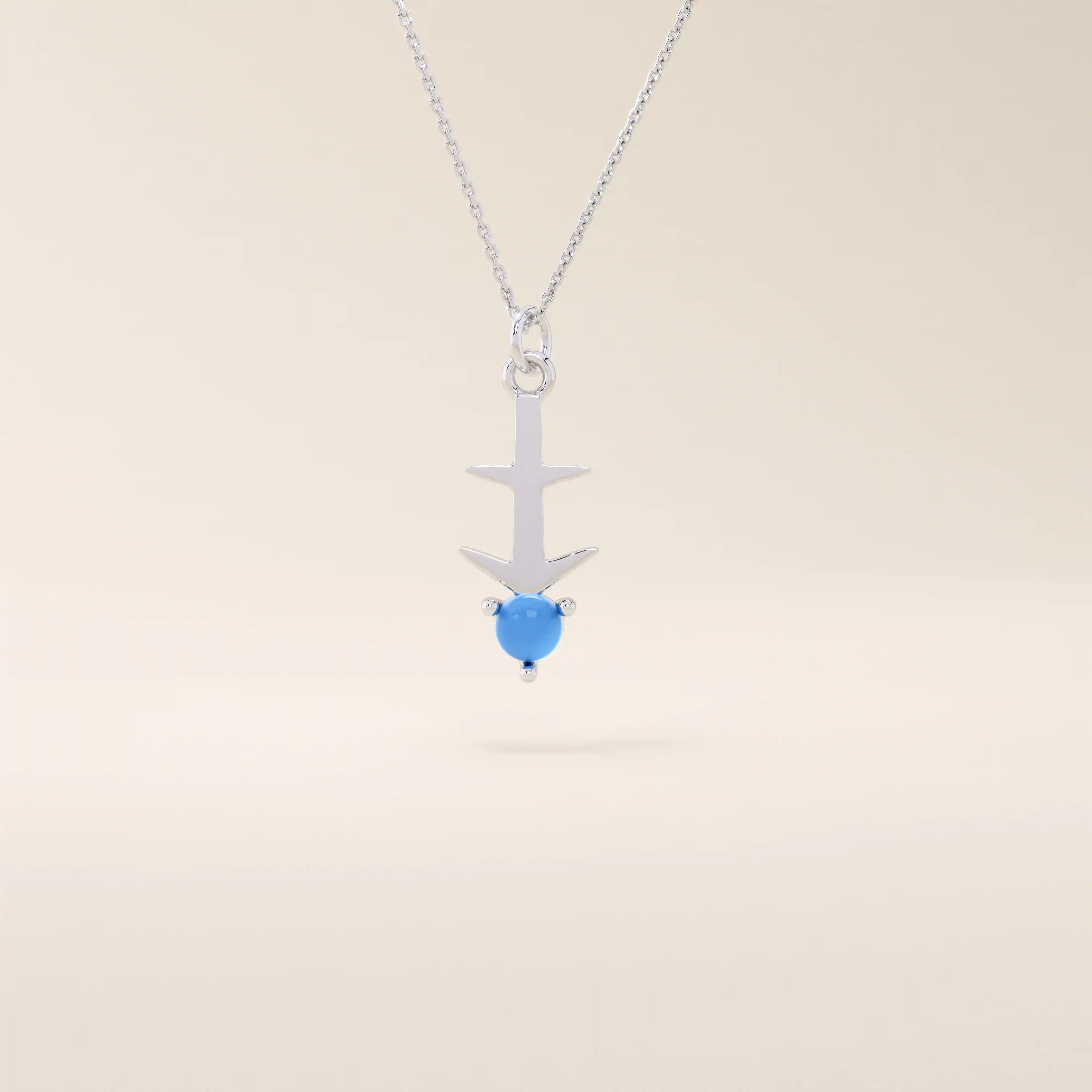 Sagittarius zodiac symbol pendant necklace in 14k solid gold with turquoise gemstone.