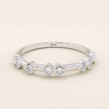 Slim 14k solid gold stacking ring with tiny flower motifs, minimalist and feminine jewelry design for everyday wear.