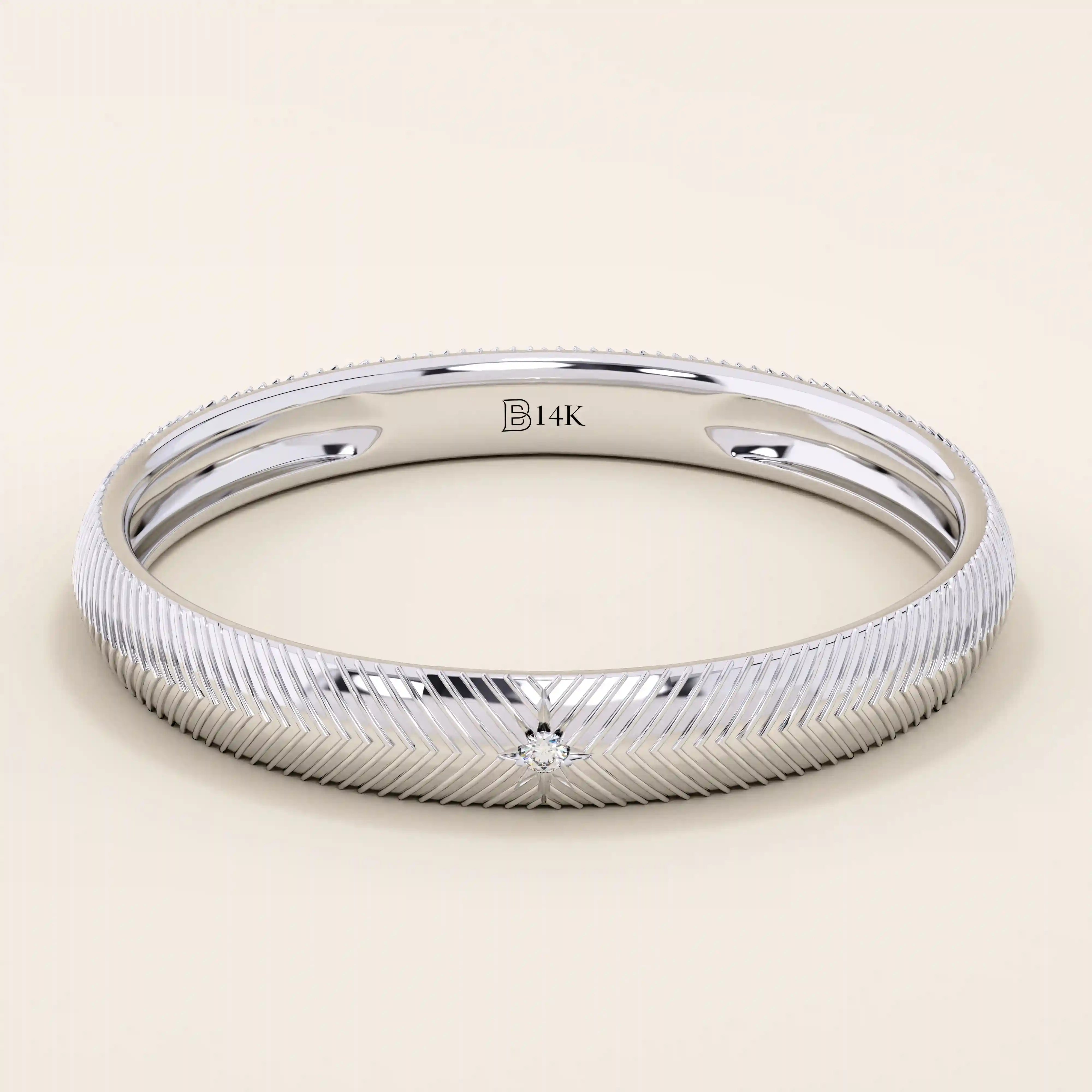 14K SOLID GOLD TEXTURED BAND SOLO MOISSANITE WEDDING BAND FOR WOMEN