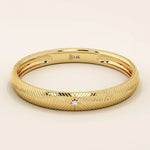 14K SOLID GOLD TEXTURED BAND SOLO MOISSANITE WEDDING BAND FOR WOMEN