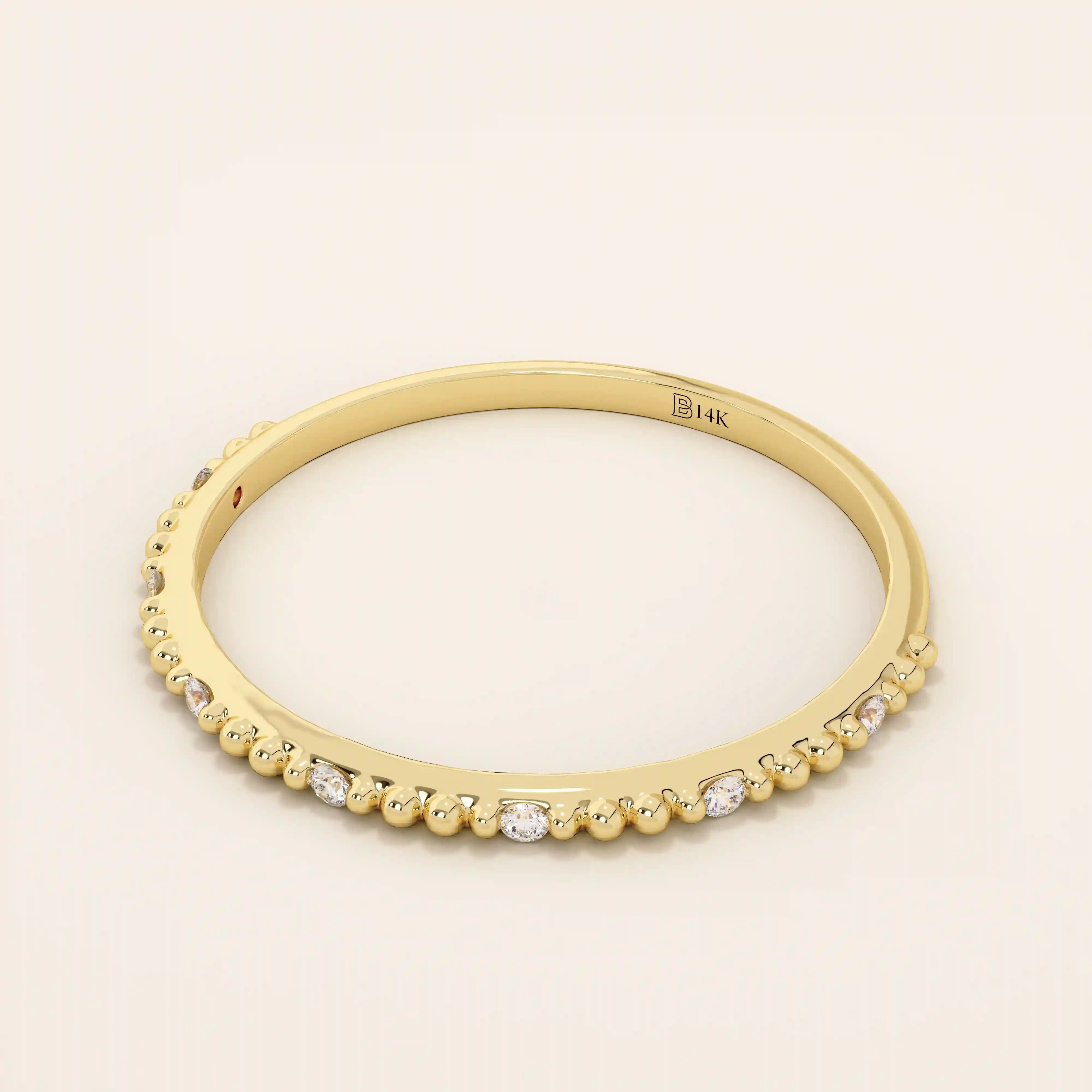 Ultra thin 14k solid gold stacking ring with a delicate beaded band texture. Minimalist and perfect for layering.