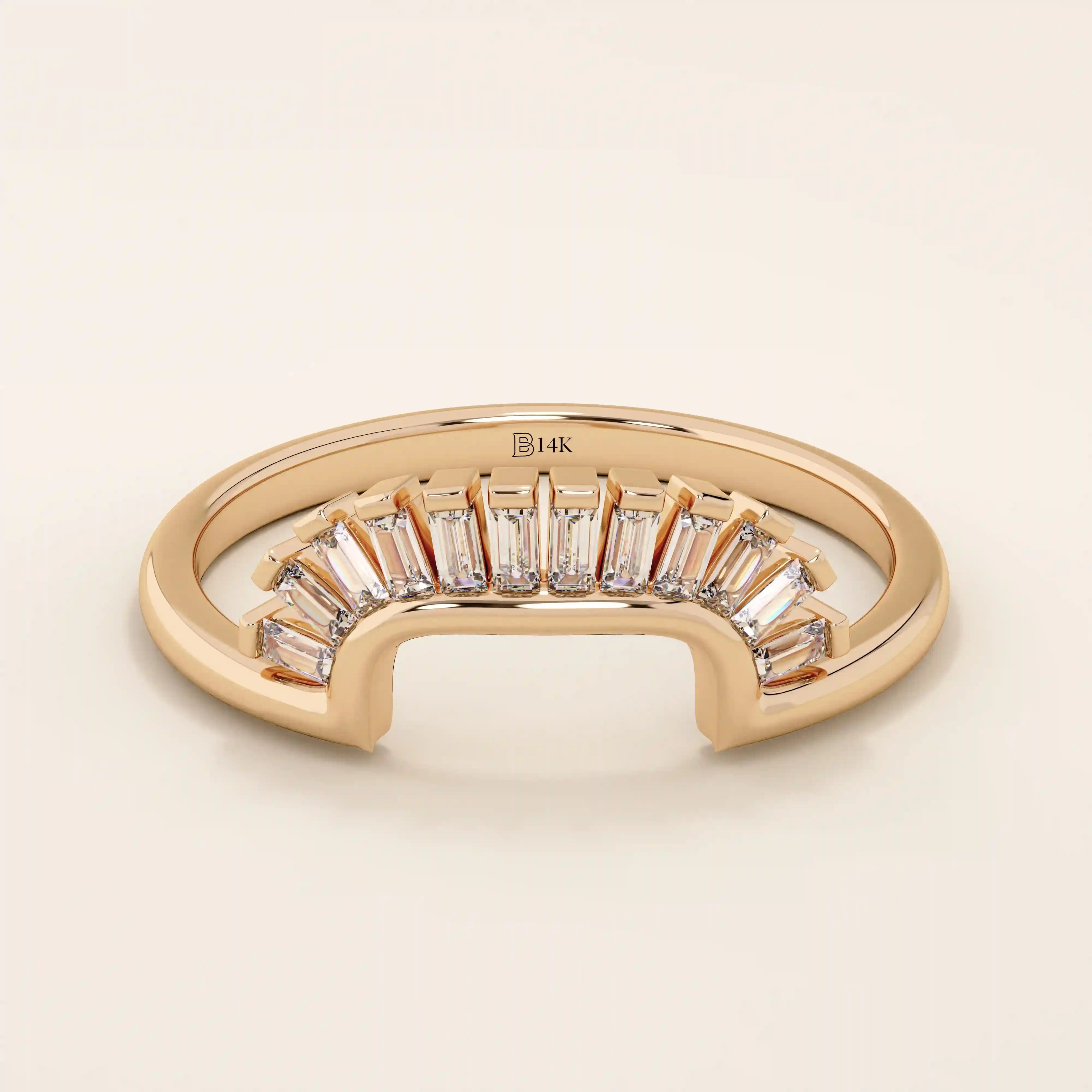 BAGUETTE SQUARE CURVE RING IN 14k SOLID GOLD
