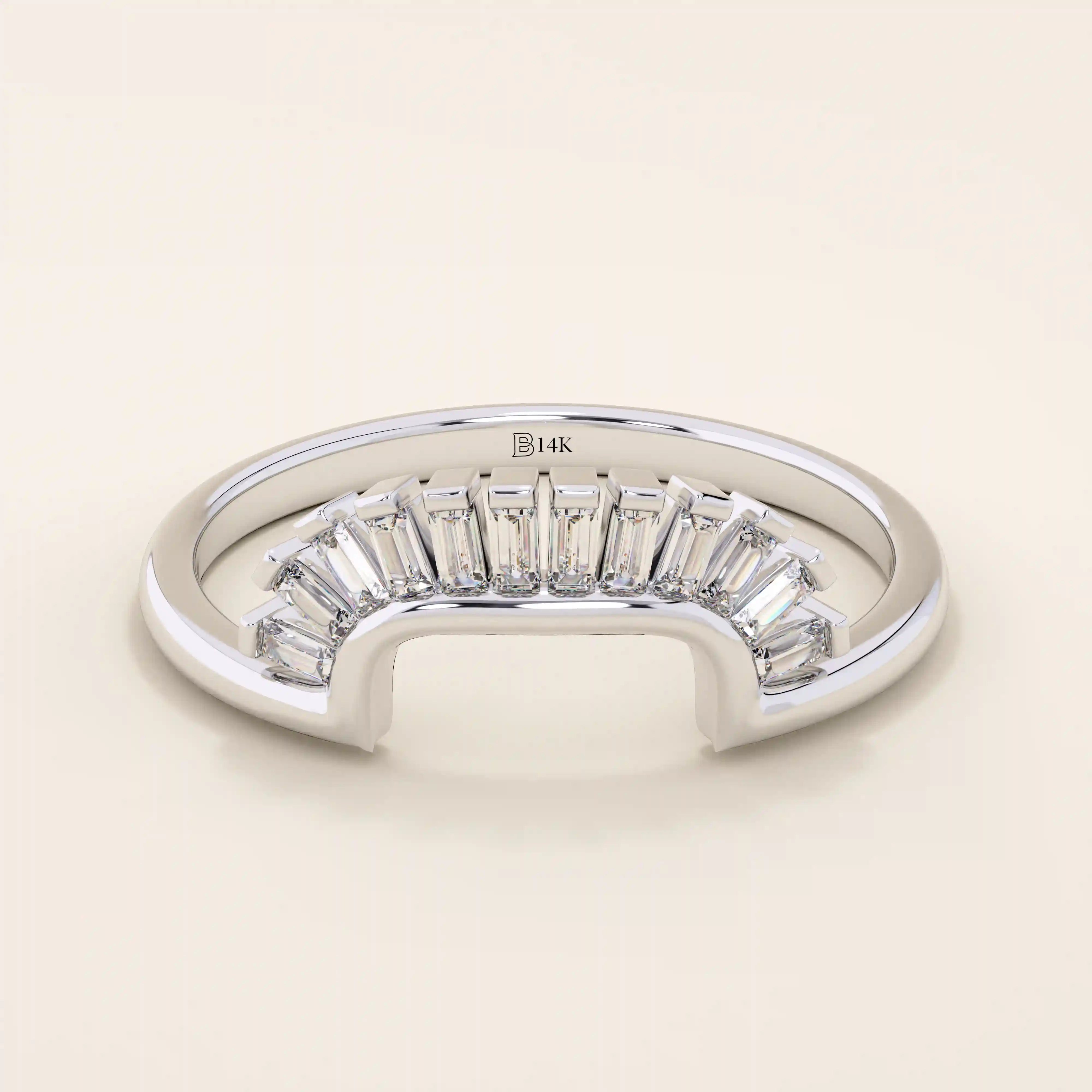 BAGUETTE SQUARE CURVE RING IN 14k SOLID GOLD