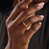 BEADED BAND AND BEZEL STONES STACKABLE WEDDING RING IN 14K SOLID YELLOW GOLD FOR WOMEN