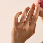 BEADED BAND AND BEZEL STONES STACKABLE WEDDING RING IN 14K SOLID YELLOW GOLD FOR WOMEN