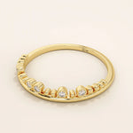 BEADED BAND AND BEZEL STONES STACKABLE WEDDING RING IN 14K SOLID YELLOW GOLD FOR WOMEN