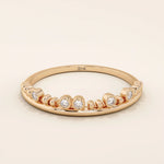 BEADED BAND AND BEZEL STONES STACKABLE WEDDING RING IN 14K SOLID YELLOW GOLD FOR WOMEN