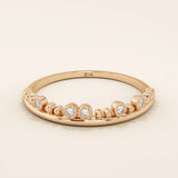 BEADED BAND AND BEZEL STONES STACKABLE WEDDING RING IN 14K SOLID YELLOW GOLD FOR WOMEN