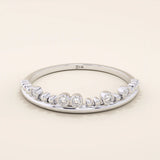 BEADED BAND AND BEZEL STONES STACKABLE WEDDING RING IN 14K SOLID YELLOW GOLD FOR WOMEN