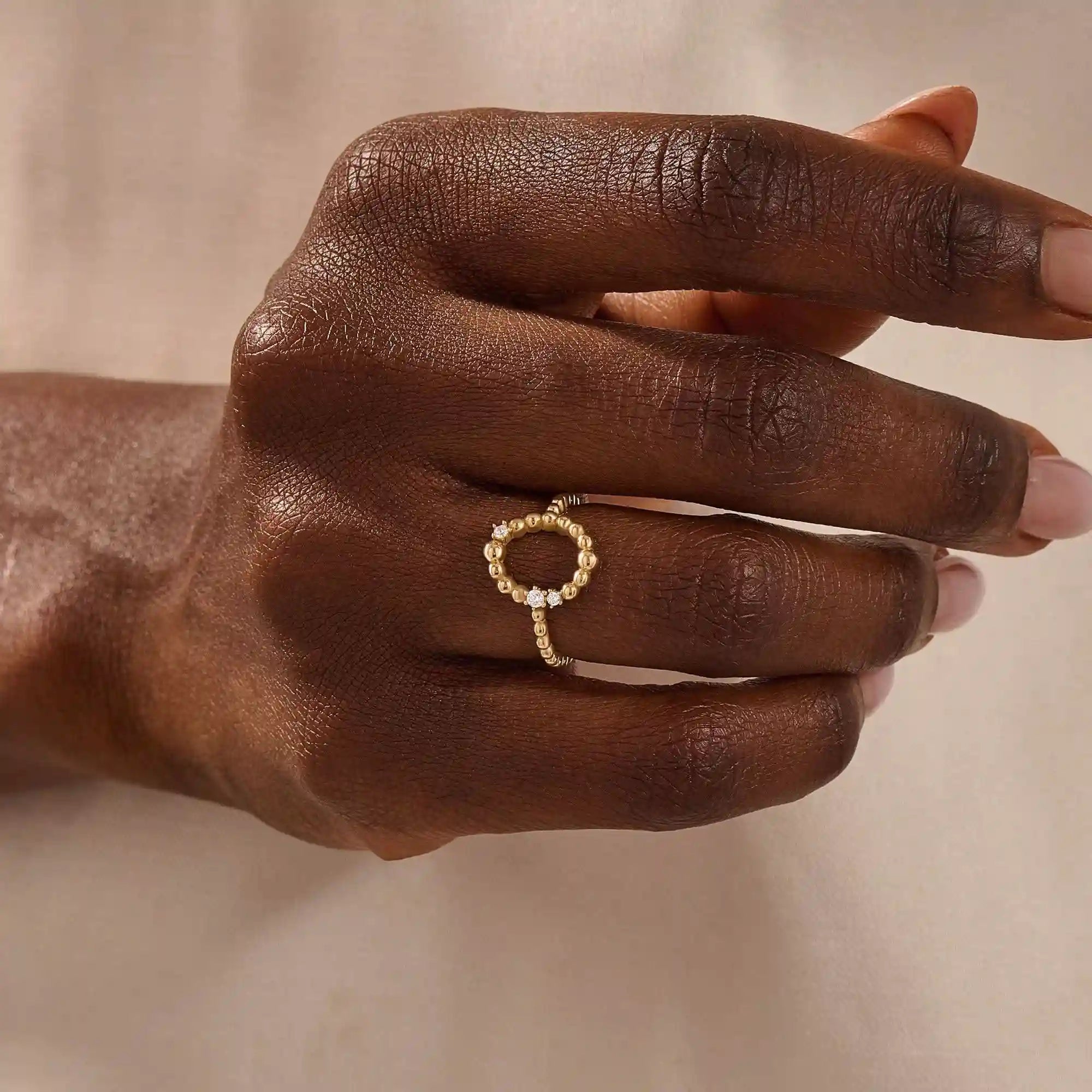 Beaded Karma Ring in 14k Gold