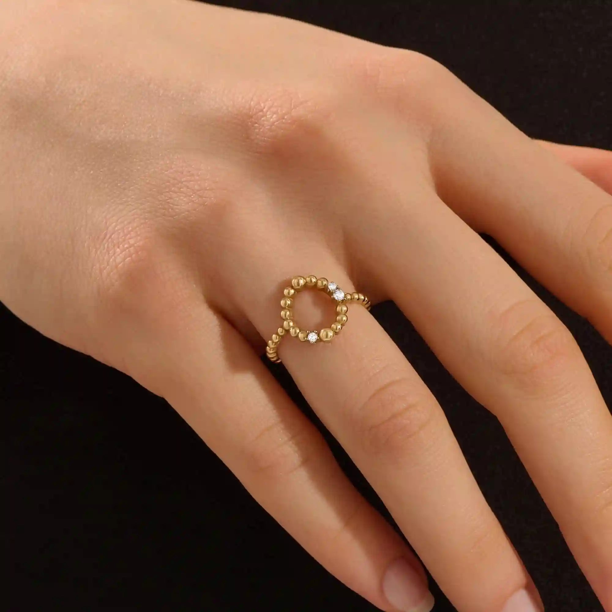 Beaded Karma Ring in 14k Gold