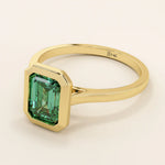 BEZEL EMERALD cut birthstone gemstone ENGAGEMENT RING