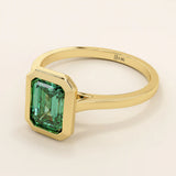 BEZEL EMERALD cut birthstone gemstone ENGAGEMENT RING