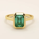 BEZEL EMERALD cut birthstone gemstone ENGAGEMENT RING