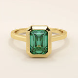 BEZEL EMERALD cut birthstone gemstone ENGAGEMENT RING