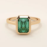 BEZEL EMERALD cut birthstone gemstone ENGAGEMENT RING