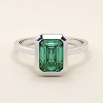 BEZEL EMERALD cut birthstone gemstone ENGAGEMENT RING