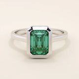 BEZEL EMERALD cut birthstone gemstone ENGAGEMENT RING