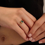 BEZEL EMERALD cut birthstone gemstone ENGAGEMENT RING