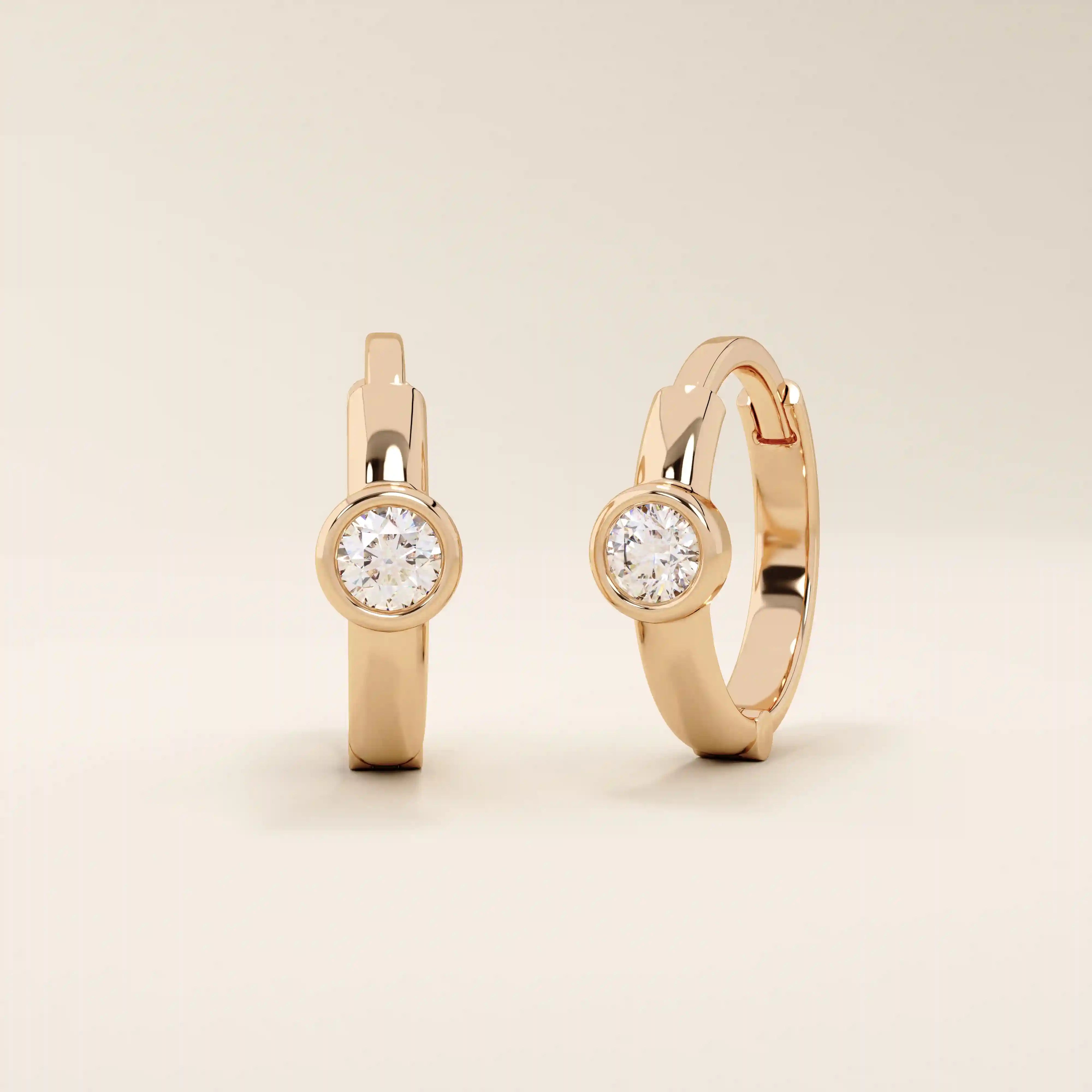 BEZEL HOOP EARRINGS IN 14K GOLD FOR WOMEN
