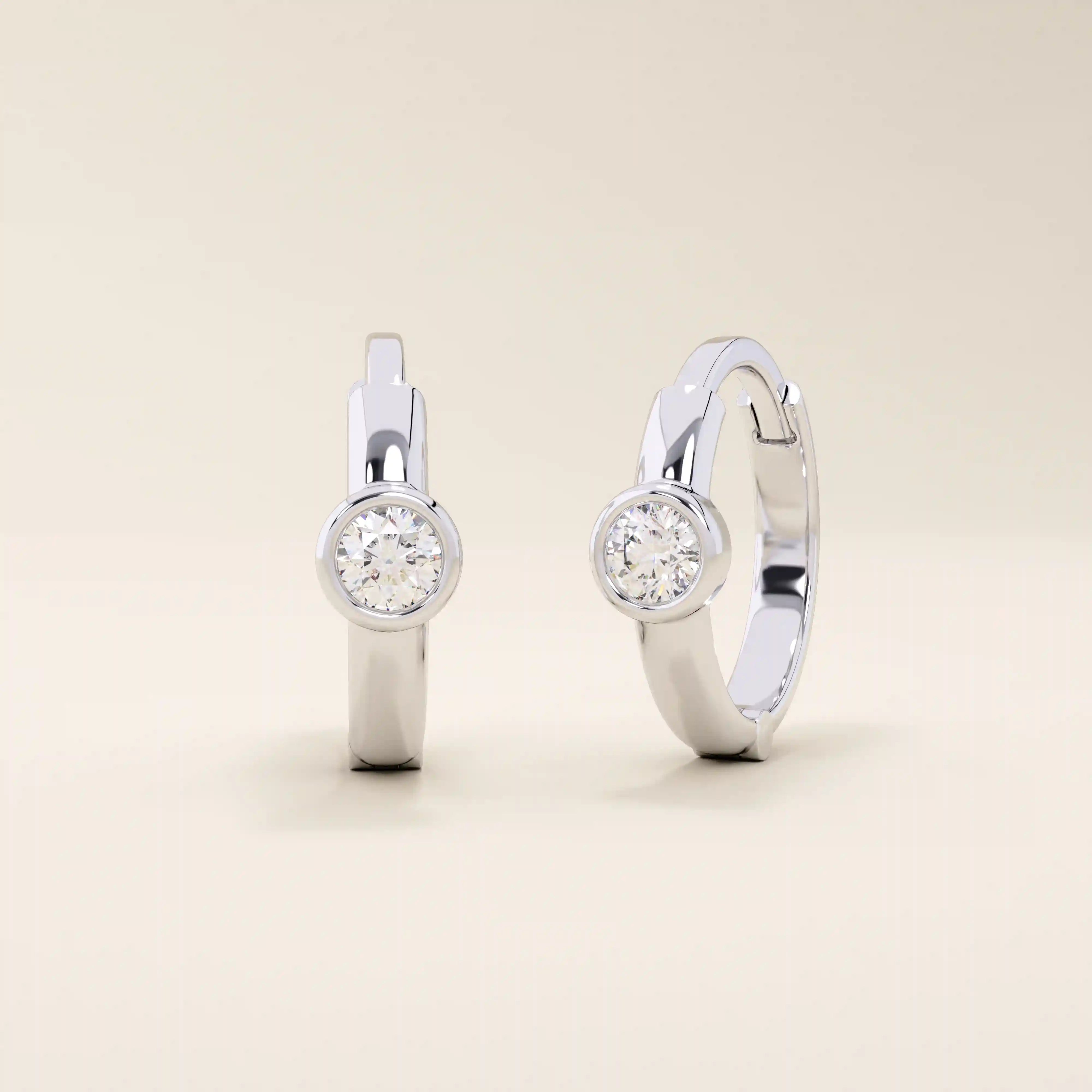 BEZEL HOOP EARRINGS IN 14K GOLD FOR WOMEN
