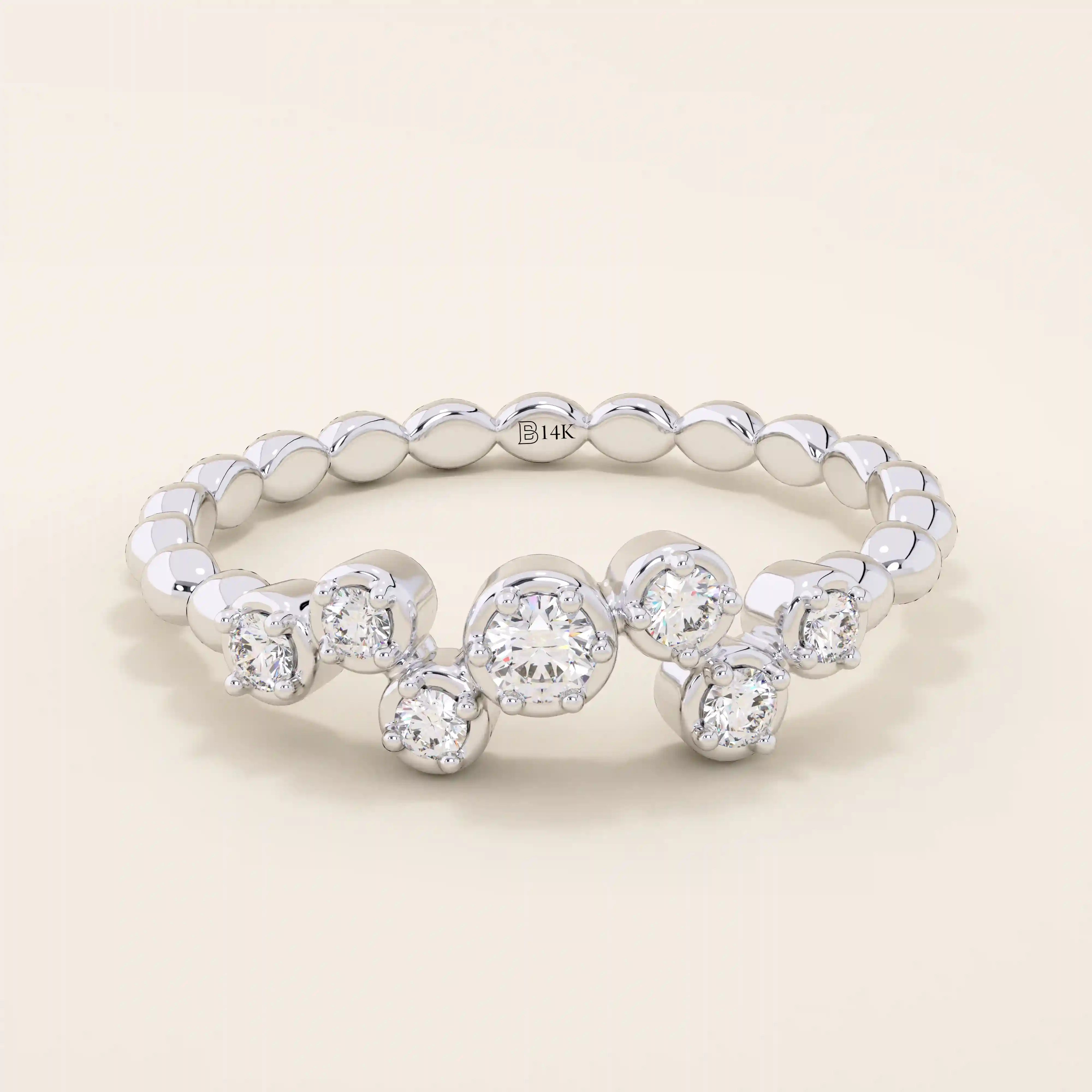 14k solid gold bezel set moissanite stacking wedding ring for women