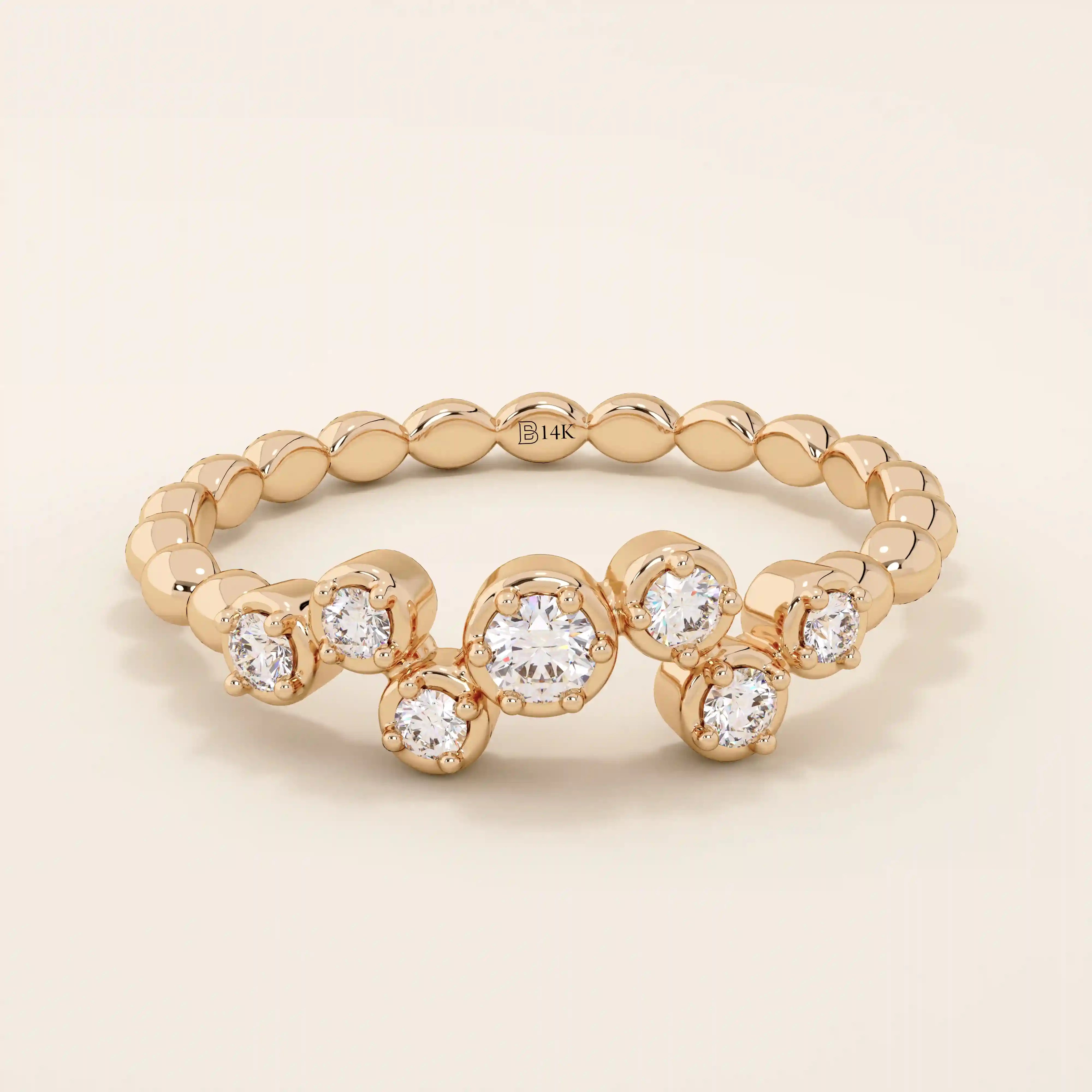 14k solid gold bezel set moissanite stacking wedding ring for women