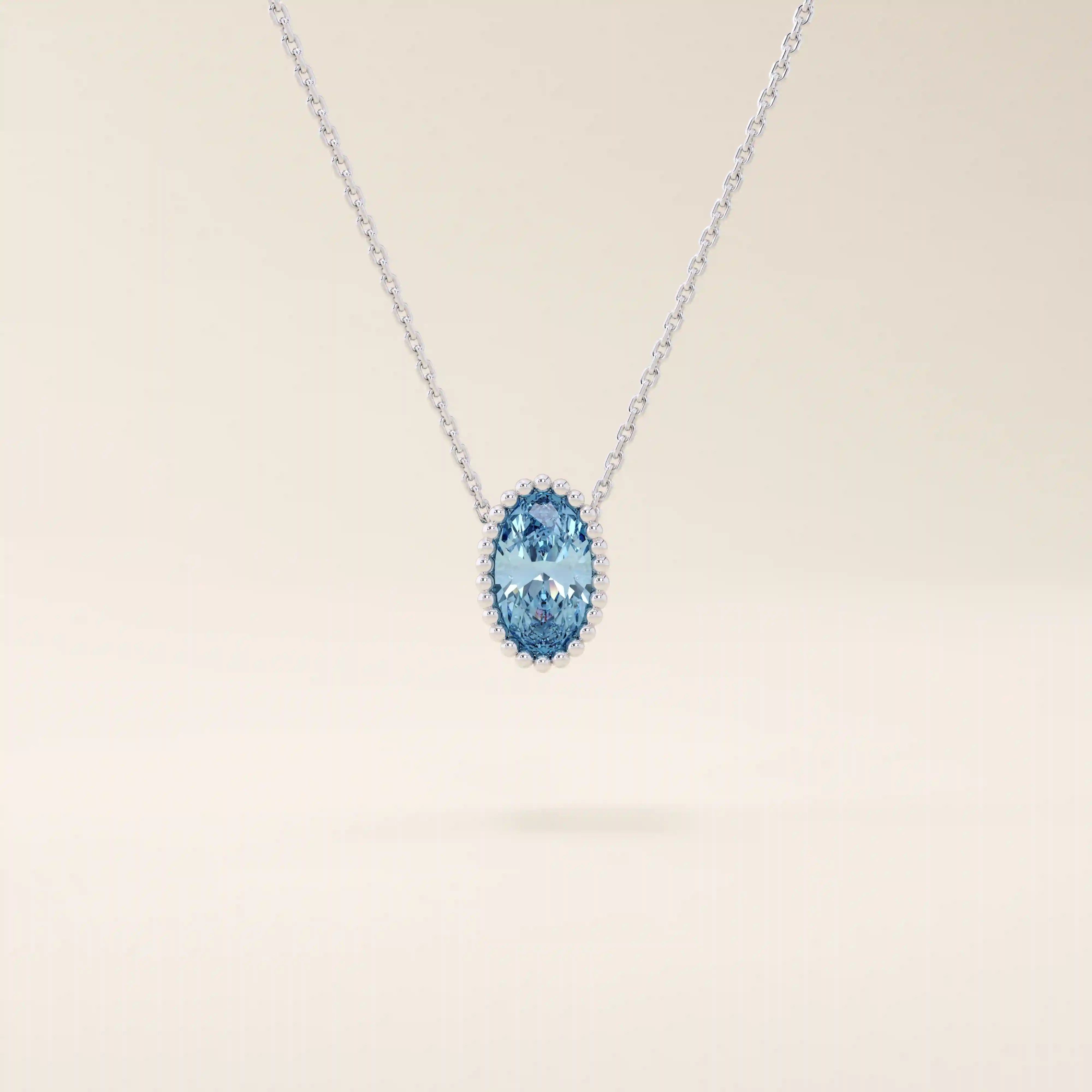 14K SOLID GOLD BIRTHSTONE OVAL SHAPE MOVING CHARM NECKLACE FOR WOMEN