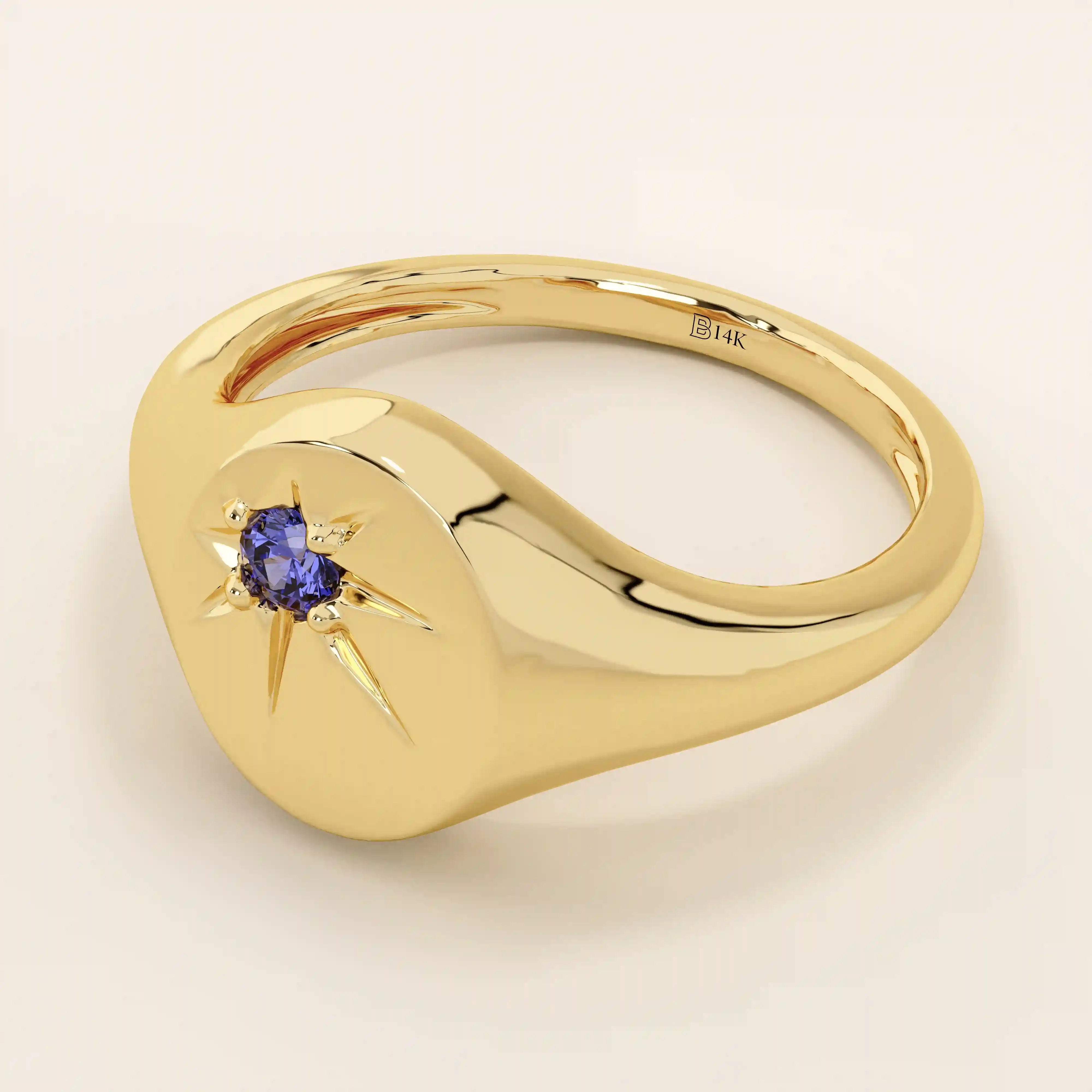 BIRTHSTONE STARBURST SIGNET RING IN GOLD