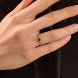 14k solid gold black pear cut stone solitaire engagement ring for women