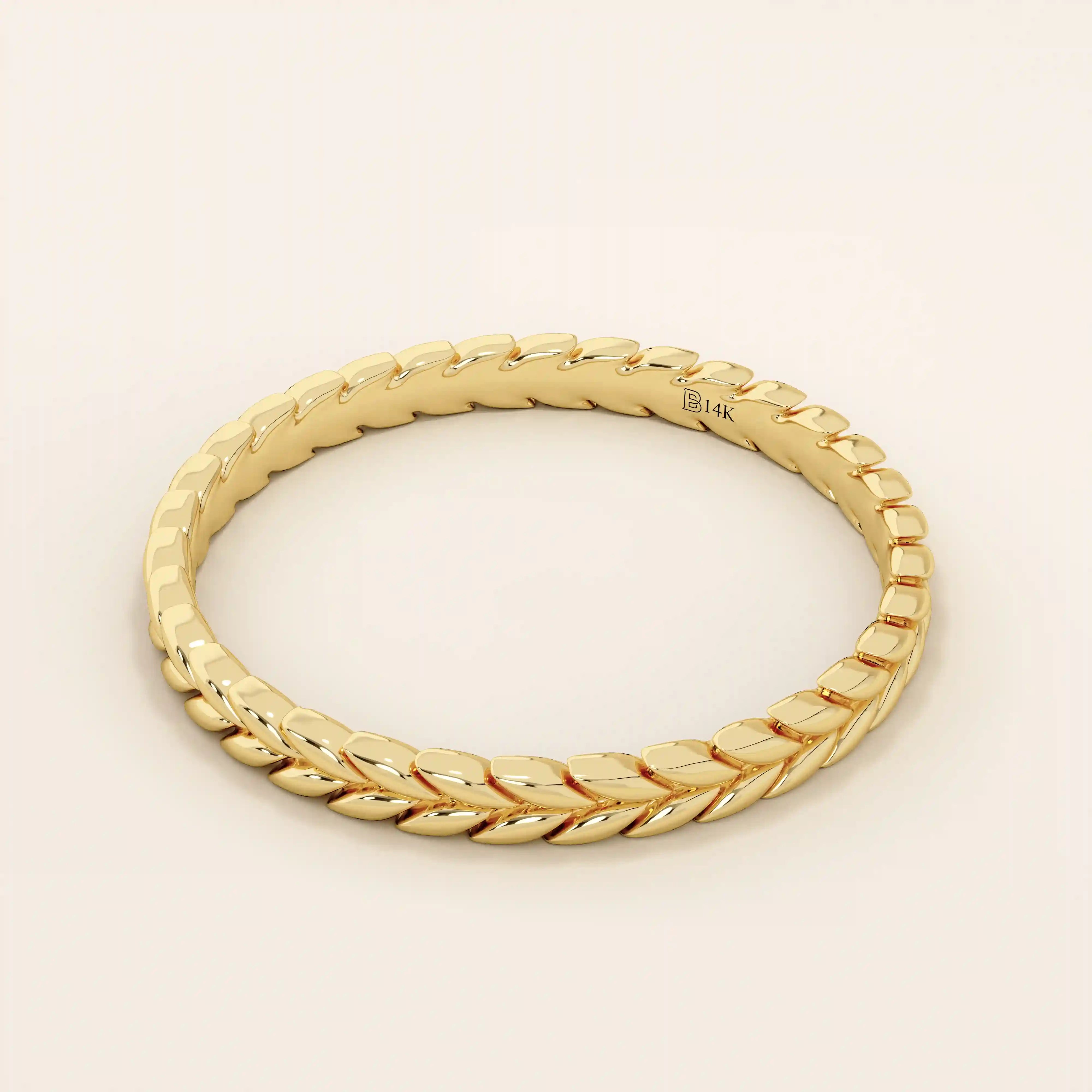 14K SOLID GOLD UNISEX BRAIDED WHEAT SLIM BAND WEDDING RING