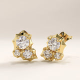 14k Gold Unique Trio Stud Vermeil Earrings
