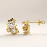14k Gold Unique Trio Stud Vermeil Earrings