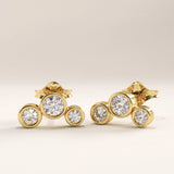 14k Gold Bezel Trio Vermeil Earrings
