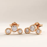 14k Gold Bezel Trio Vermeil Earrings