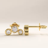 14k Gold Bezel Trio Vermeil Earrings