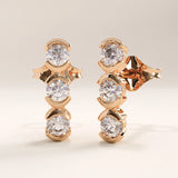 14k Gold Trio Half Bezel Vermeil Earrings