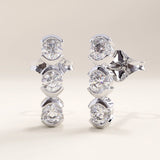 14k Gold Trio Half Bezel Vermeil Earrings