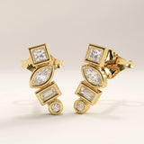 Mixed Cut Lab Diamond Vermeil Stud Earrings