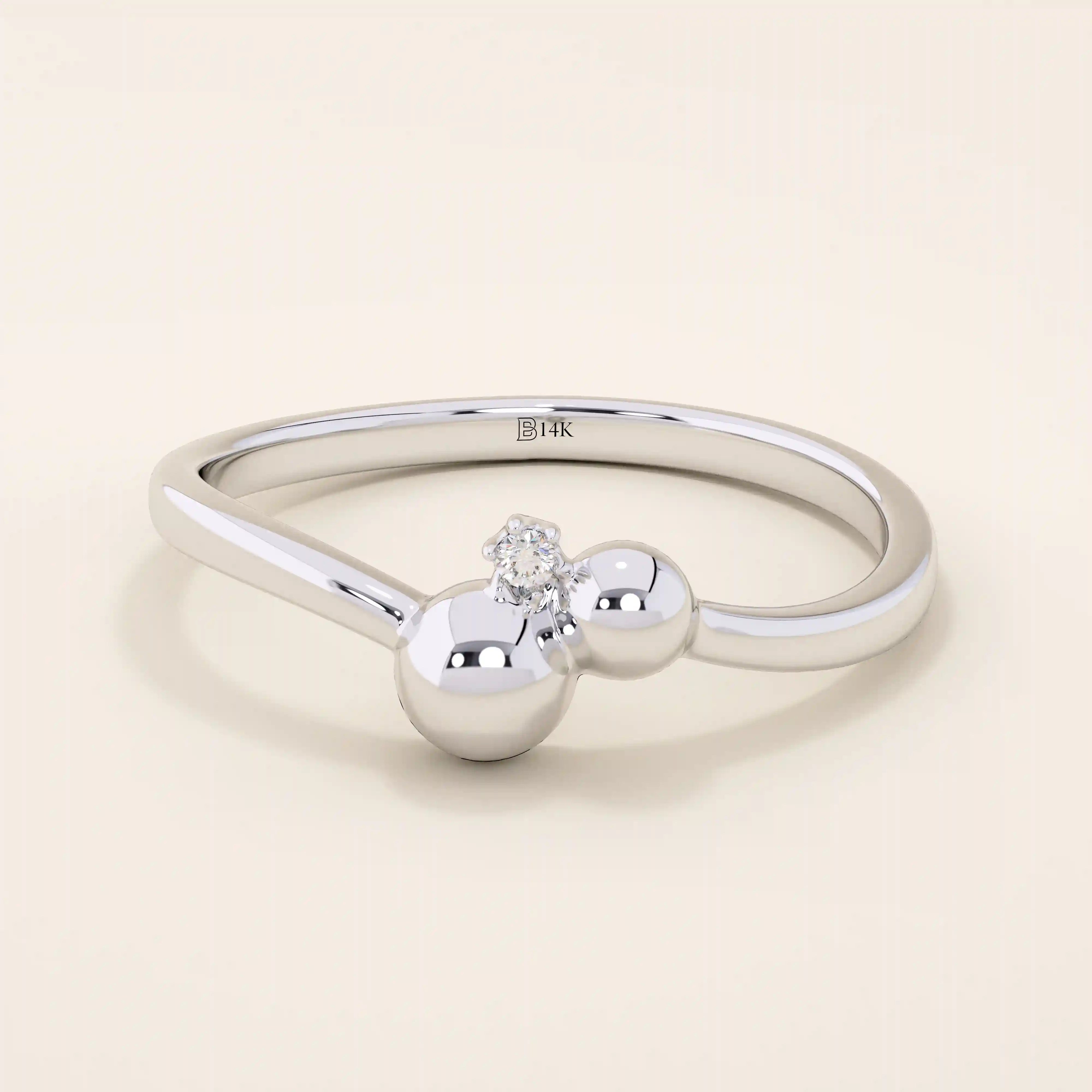 SOLO MOISSANITE BYPASS BALL STACKABLE STATEMENT RING IN 14K SOLID GOLD FOR WOMEN